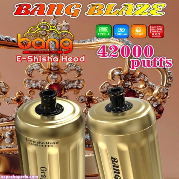 BANG E-SHISHA 42000Puffs 金色外觀拋棄式電子煙｜一次性電子水煙頭